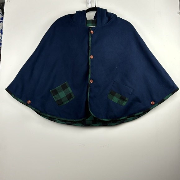 Lingchenyanyu Kitty Cat Cape Poncho With Plaid Trim Youth L/XL EUC Preppy. - Picture 1 of 13